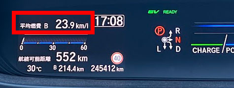 燃費一番をフリード(4WD)の燃料及びオイルに添加したときの、平均燃費23.9km